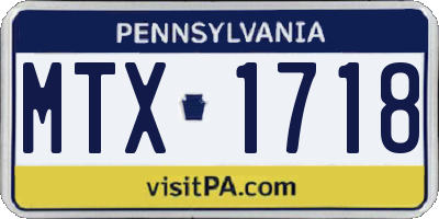 PA license plate MTX1718