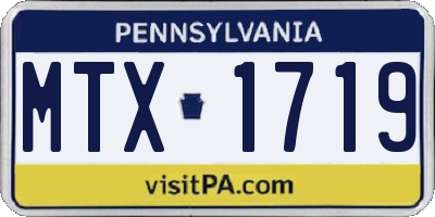 PA license plate MTX1719