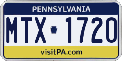 PA license plate MTX1720