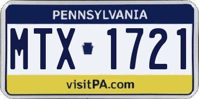 PA license plate MTX1721