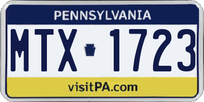 PA license plate MTX1723