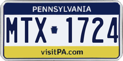 PA license plate MTX1724