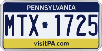 PA license plate MTX1725