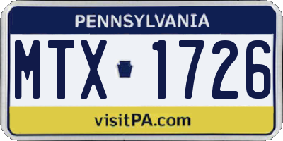 PA license plate MTX1726