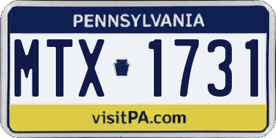 PA license plate MTX1731