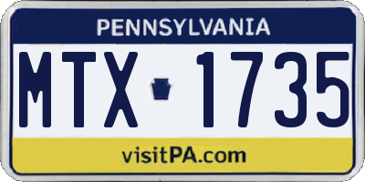 PA license plate MTX1735