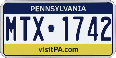 PA license plate MTX1742