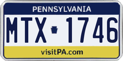 PA license plate MTX1746