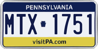 PA license plate MTX1751