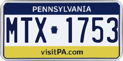 PA license plate MTX1753