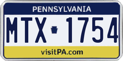 PA license plate MTX1754