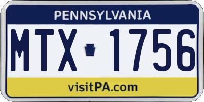 PA license plate MTX1756