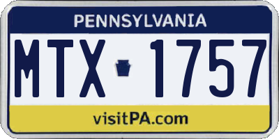 PA license plate MTX1757