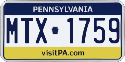 PA license plate MTX1759