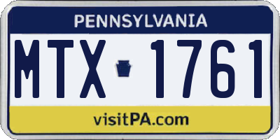 PA license plate MTX1761