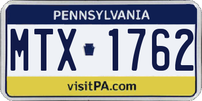 PA license plate MTX1762