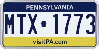 PA license plate MTX1773