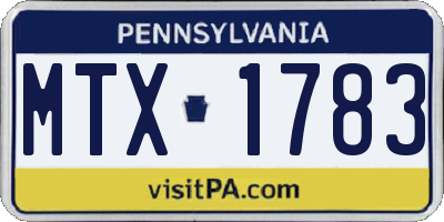 PA license plate MTX1783