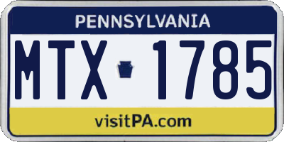 PA license plate MTX1785