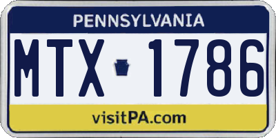 PA license plate MTX1786