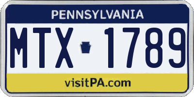 PA license plate MTX1789