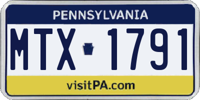 PA license plate MTX1791