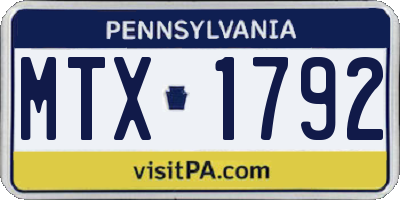 PA license plate MTX1792