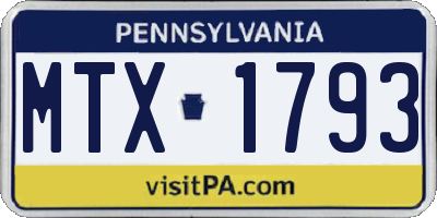PA license plate MTX1793