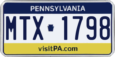 PA license plate MTX1798