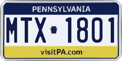 PA license plate MTX1801