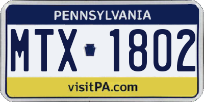 PA license plate MTX1802