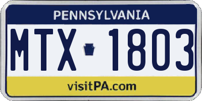 PA license plate MTX1803