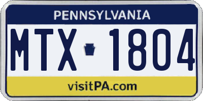 PA license plate MTX1804