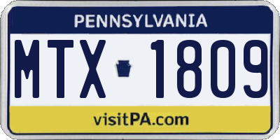 PA license plate MTX1809