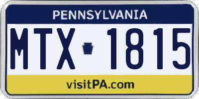 PA license plate MTX1815