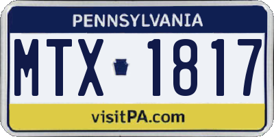 PA license plate MTX1817