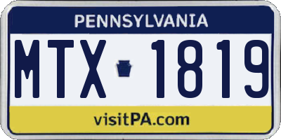 PA license plate MTX1819