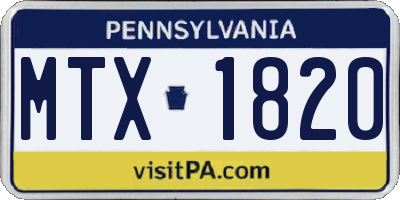 PA license plate MTX1820