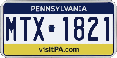 PA license plate MTX1821