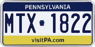 PA license plate MTX1822