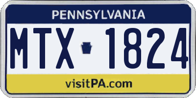 PA license plate MTX1824