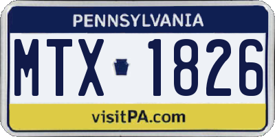 PA license plate MTX1826