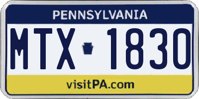 PA license plate MTX1830