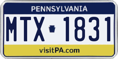 PA license plate MTX1831