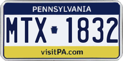 PA license plate MTX1832