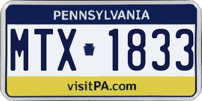 PA license plate MTX1833