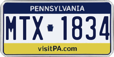 PA license plate MTX1834