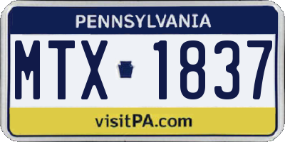 PA license plate MTX1837