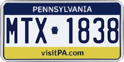 PA license plate MTX1838