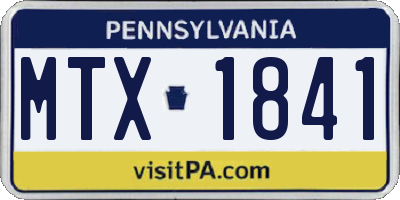 PA license plate MTX1841